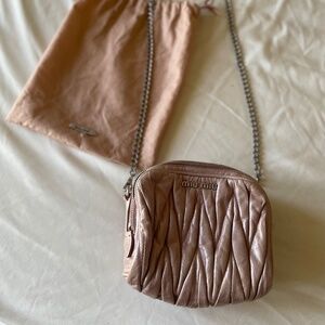 MIU MIU Nappa Matelasse Lux Camera Bag Mughetto